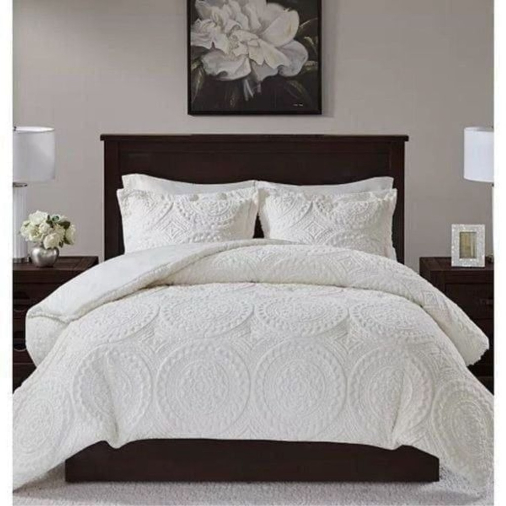 Madison Park MP10-5059 Arya Medallion Ultra Plush Comforter Mini Set - Ivory, Ki